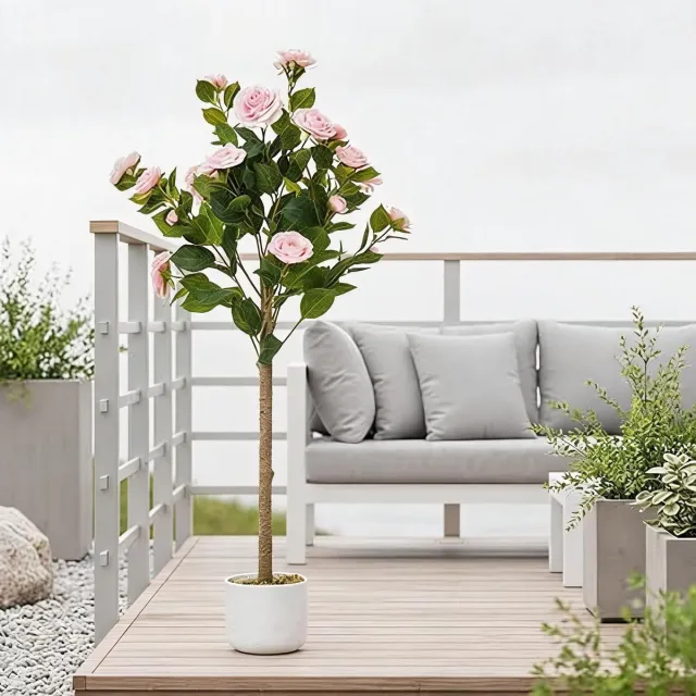 Triumpunpre Roze Nep Camellia Boom 1 stuk - 3.6FT Stofbestendig & Weerbestendig