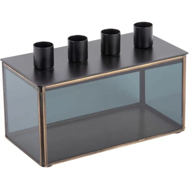 Present Time Kandelaar Boxed Rectangle - Zwart - 20x10x13cm - Modern - Glas