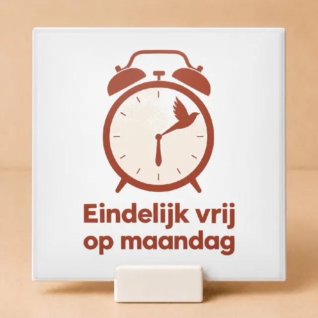 Bedruk King Strakke minimalistische Pensioen Tegel – Motivatiebord voor gepensioneerden en vrije dagen liefhebbers - 11 x 11 cm met houder Wit