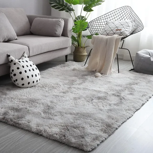 NIULAA Hoogpolig vloerkleed, 120 x 160 cm, grijs, wit, modern, pluizig, zacht tapijt, groot voor woonkamer, decoratie, slaapkamer, hal, loper, buitenkleed, langpolig, bonttapijt, kunstbont, hoogpolig, eenkleurig, bedmat