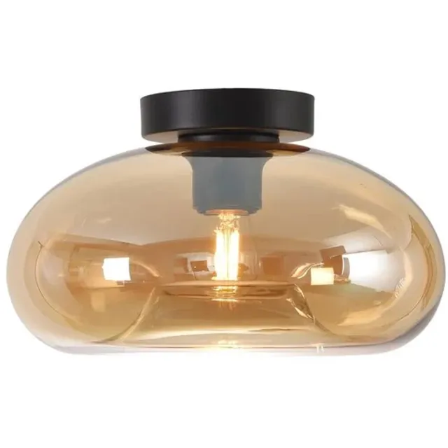 Artdelight Plafondlamp Paradise Ø 28 cm amber glas zwart