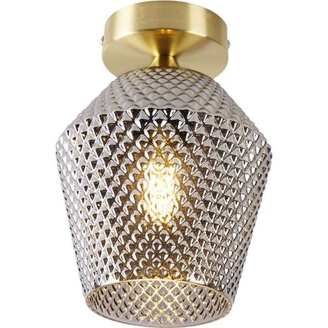 QAZQA karce - Art Deco Dimbare LED Smart Plafondlamp incl. wifi met Dimmer - 1 lichts - Ø 17 cm - Messing - Woonkamer | Slaapkamer | Keuken Messing Smart LED