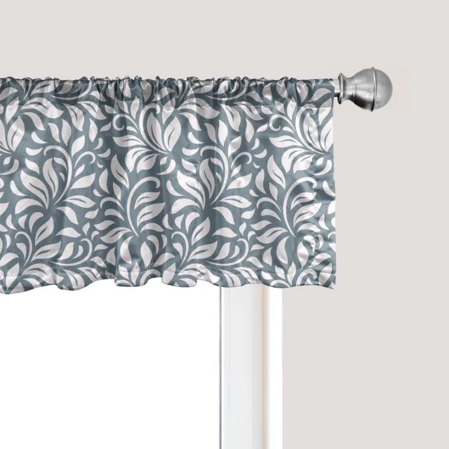 ABAKUHAUS Abstracte raamvalance, gordijnvalance voor keuken en slaapkamer met tunnelzoom, 137 cm x 30 cm, Cadetblauw en wit Kadettenblauw en wit