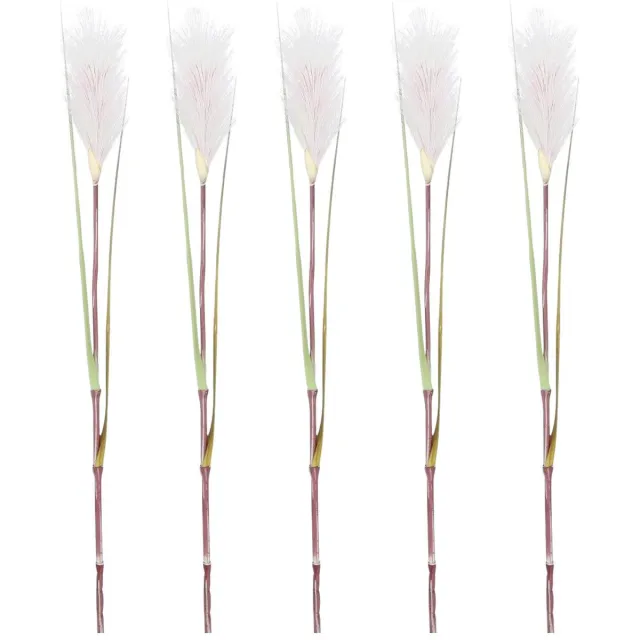 Mica Decorations 5x - Rietgras/pluimgras kunstplant losse steel - takken - roze/witte pluim - 72 cm Creme