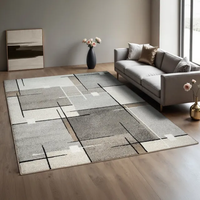Mia´s Teppiche Mia’s Teppiche Modena – moderne korte pool woonkamer & slaapkamer vloerkleed, contour gesneden, beige contour, 140 x 200 cm