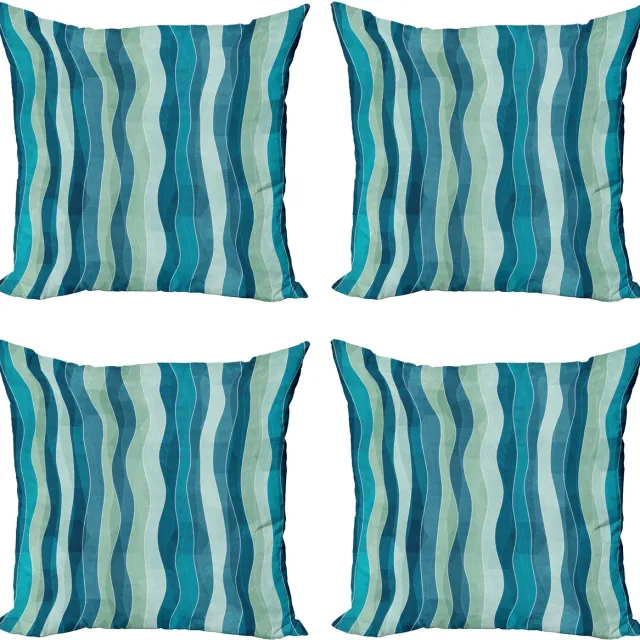 New Bed Abstract Grunge Golfpatroon Decoratieve Sierkussenhoes Set van 4 voor Bank Slaapkamer Woonkamer, 46cm x 46cm Gedrukte Kussenhoes Blauw, Amandelgroen