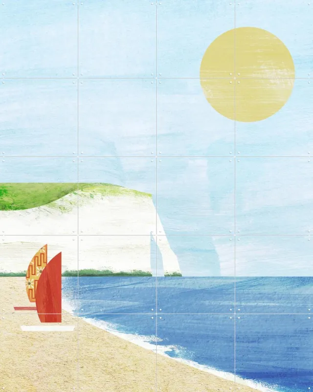 IXXI White Cliffs, Henry Rivers - 80 x 100 cm - Grote wanddecoratie en posters - Geometrische Kunst, Kleurrijk, Illustraties, Aquarel, Minimalisme Blauw