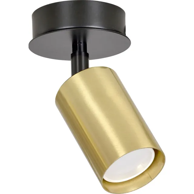 Emibig Kokkola zwart en gouden plafondlamp 1x GU10 richtbaar - Perfecte verlichting voor elke ruimte Zwartachtig