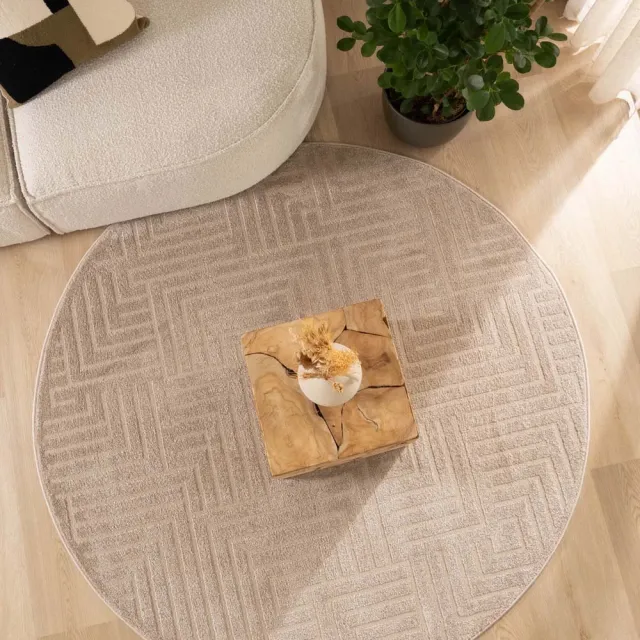 Nordic Weavers Rond vloerkleed Scandinavisch - Contour Gem beige 140