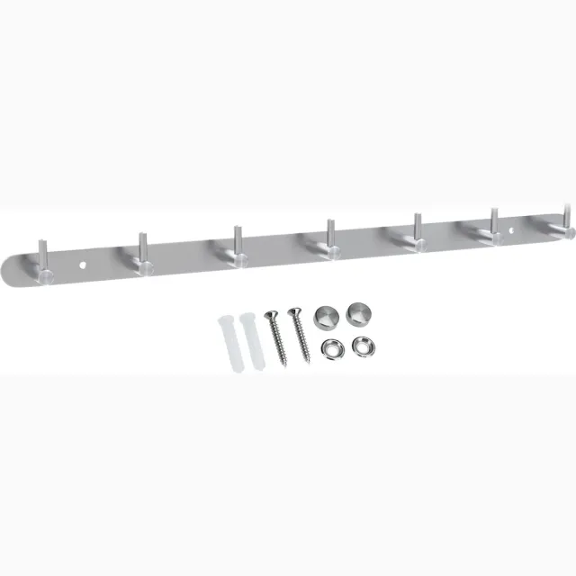 Intirilife roestvrijstalen kapstok model B - 7 haken - jashaken kapstok in 5 verschillende designs Zilver