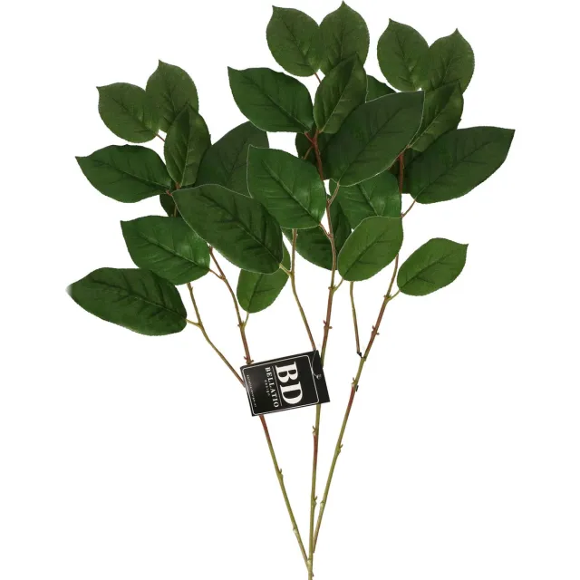 Bellatio Design Kunstbloem bladgroen tak Salal/Appeltjesblad - 3x - 77 cm - boeket opvulling - groen Donkergroen