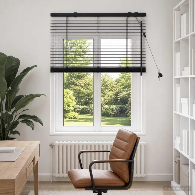 vidaXL Venetiaanse jaloezie Zwart 95 x 130 cm 35 mm