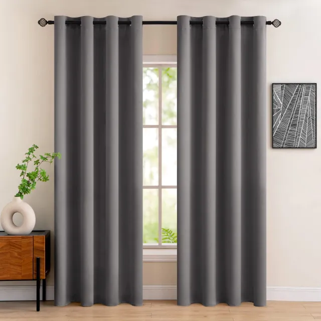 Floraweg Ondoorzichtige Gordijnen met Oogjes,230gsm, Mooie Zachte Verduisterende Gordijnen voor Verduisterende Kamers, voor de Slaapkamer, Woonkamer, Thermisch Gordijn, Koude escherming, Grijs, 1 stuk,140 x 175 cm