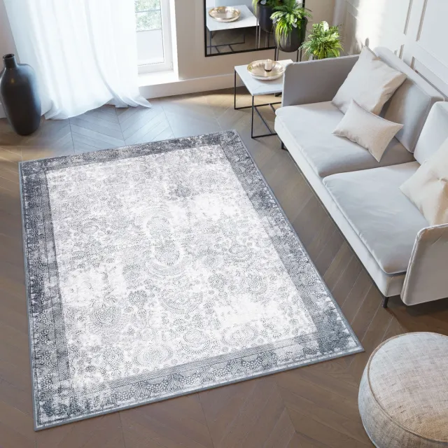 Tapiso Victoria Vloerkleed Laagpolig Antislip Vintage Rug Tapijt Grijs