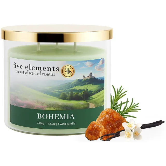Five Elements Pr Geurkaars Five Elements Bohemia, 420 g, 3 lonten groen
