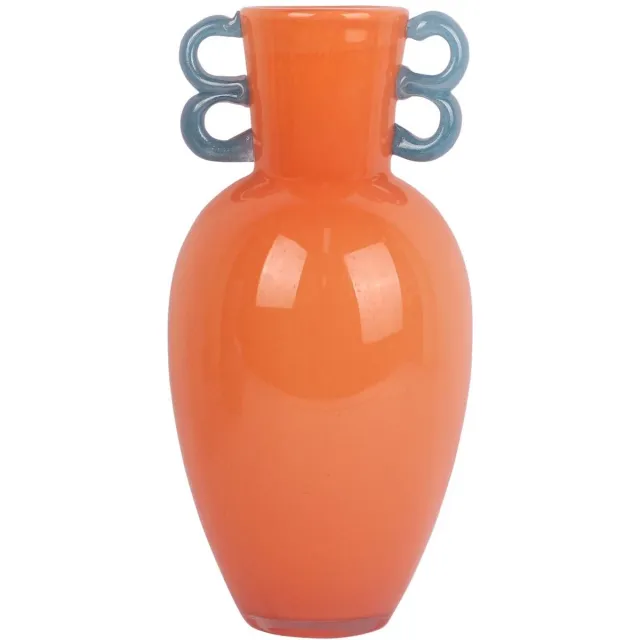 Present Time Vaas Fiesta - Oranje - 14.5x14.5x30cm - Glas - Scandinavisch - Bloemenvaas - Woondecoratie - Decoratieve vaas voor woonkamer of slaapkamer