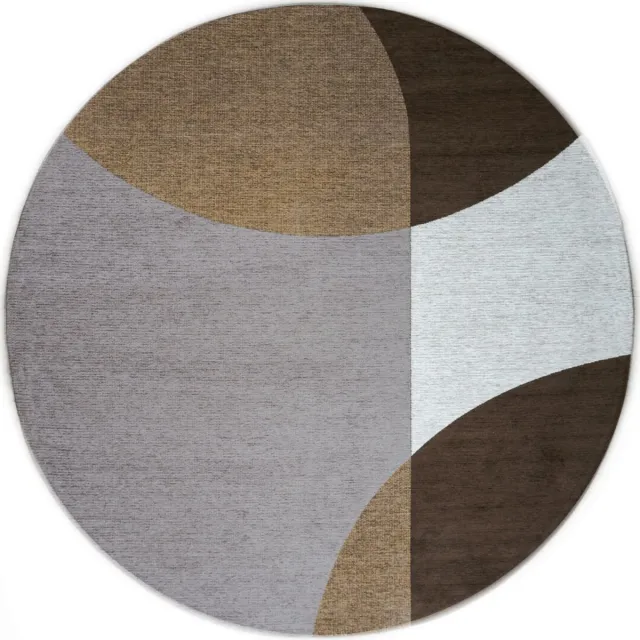 Veer Carpets Vloerkleed Eli Brown ø160 cm - Design Vloerkleed met Organisch Patroon – Modern / Scandinavisch Interieur Bruin