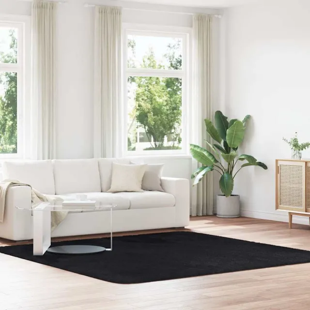 vidaXL Hoogpolig vloerkleed NAVARRA 240x240 cm polyester zwart, foto 2