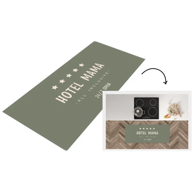 KitchenYeah Keukenloper - Loper keuken - Spreuken - Quotes Hotel Mama All Inclusive 24/7 Open - Moederdag cadeautje - Mama - Keukenloper vinyl Multicolor