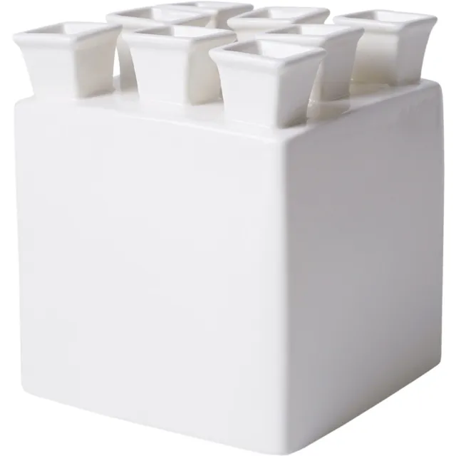 Heinen Delfts Blauw Tulpenvaas vierkant - Wit - Keramiek - 15,5 cm