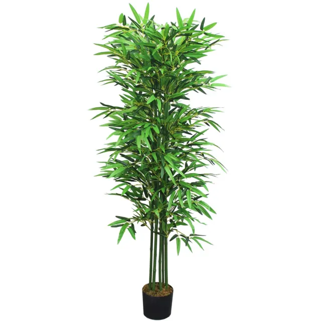 Decovego Kunstmatige bamboestruik, kunstplant, kunstmatige bamboeboom, kunstmatige bamboeplant, echte houten stam, interieurdecoratie, 160 cm, Decovego