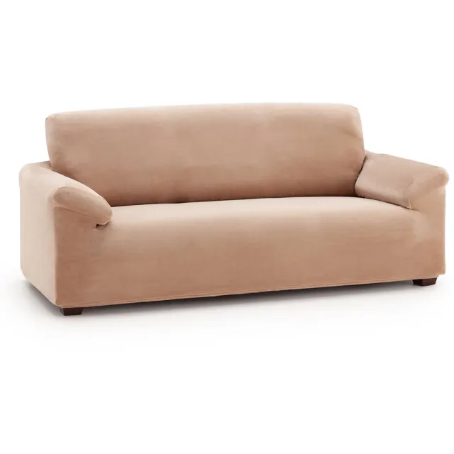 Belmarti Stretch Bankhoes 4-zitsbank / XL bank (230-260 cm) Beige – Bankovertrek – Belmarti Bellagio – Waterafstotend – Velvet – Elastisch – Perfecte Pasvorm