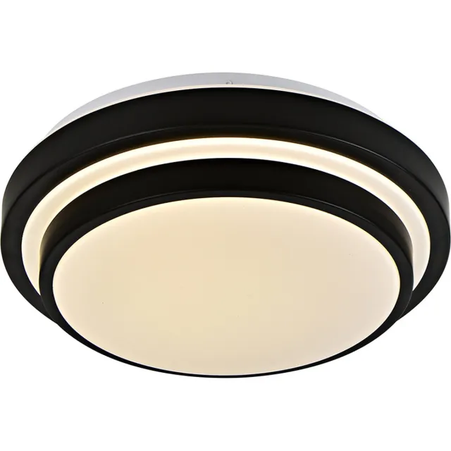 Olucia JARO - Plafondlamp - Zwart / Wit - Geschikt voor Badkamer - Vorm: Rond