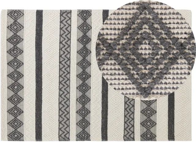 Beliani DAVUTLAR - Laagpolig vloerkleed - Grijs - 140 x 200 cm - Wol