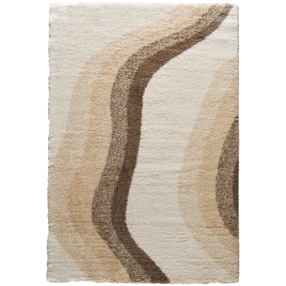 NOUS Living vloerkleed crème bruin hoogpolig crème/bruin