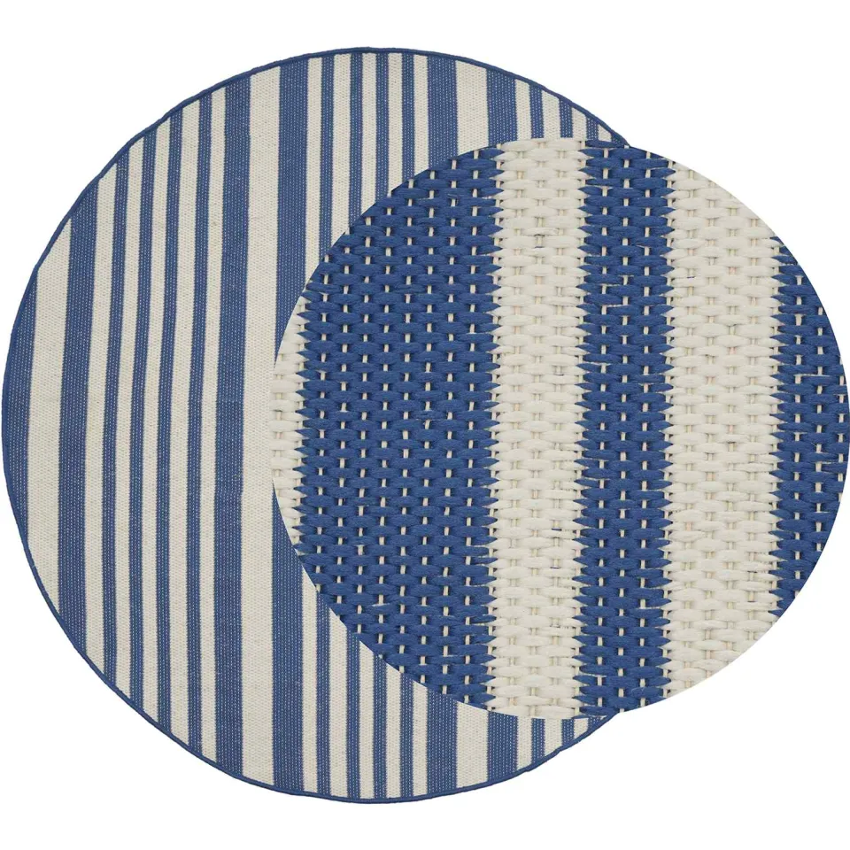 vidaXL Binnen- en buitenvloerkleed OLITE Naturel en marineblauw, foto 4