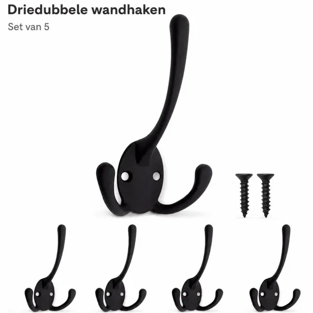 Arvion 5x klassieke garderobehaken metalen wandhaken vintage design zwart