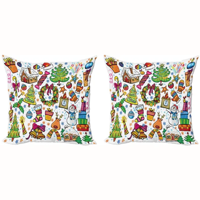 ABAKUHAUS Kussenhoes 2x50x50 cm – Dubbelzijdig bedrukt – Microvezel – Multicolor Groen