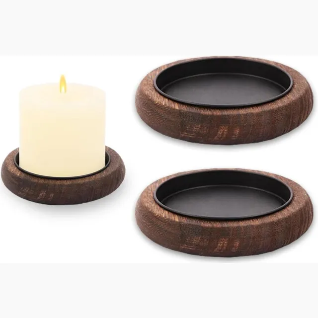 Cosensi Houten Decoratieve Kandelaar voor Doop, Bruiloft en Woonkamer - Set van 2 - 10 cm Diameter Any