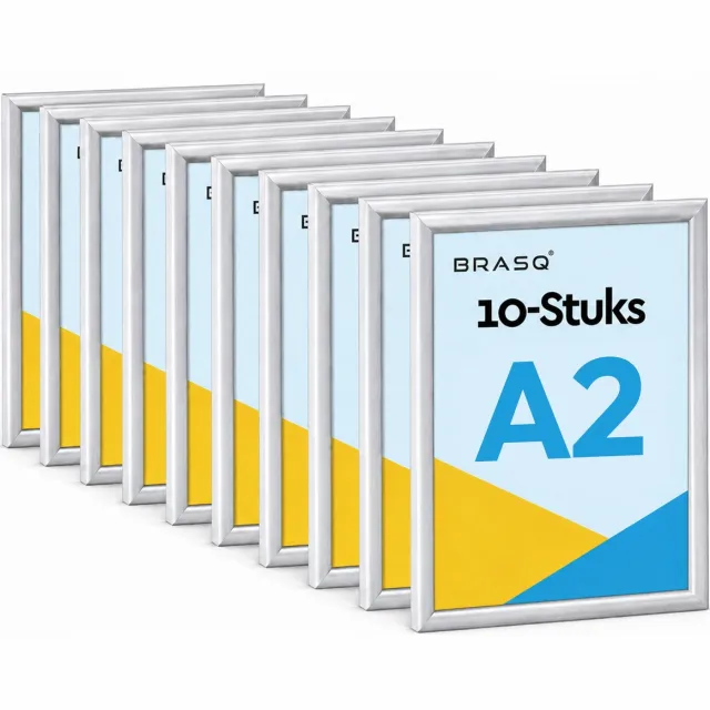 Brasq Kliklijst A2 - Grijs - 25mm - Fotolijst - Kader - Posterlijst - Wissellijst - OMDOOS Aluminium