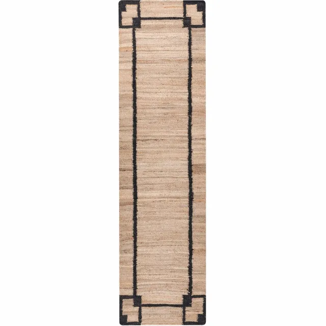 Beliani GONDIA - Vloerkleed - Beige/Zwart - 80 x 300 cm - Jute