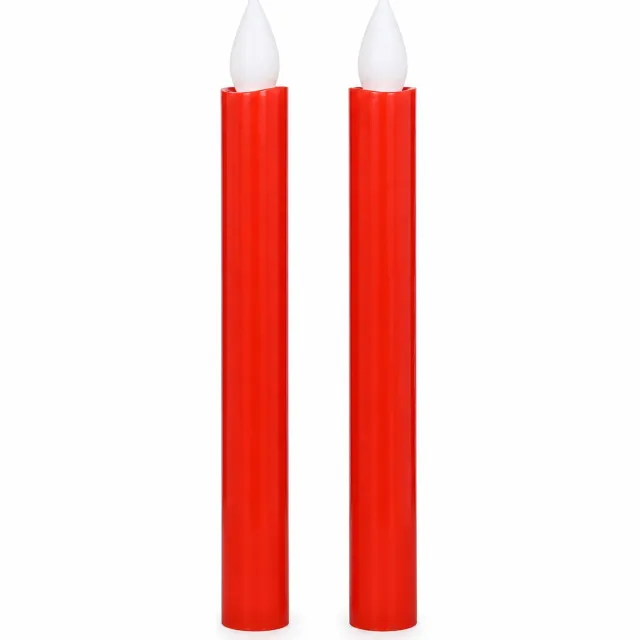 SWGOTA led kaarsen rode elektronische lange staafkaarsen set van 2 cilindrische kunststof 2.2 x 21.2 Rood