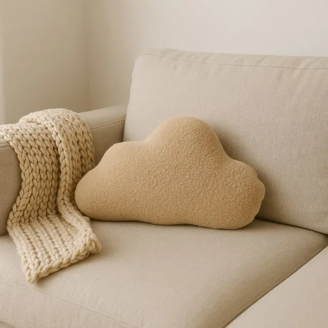 Soosie Sierkussen Wolk – Kussentje - Teddy Bouclé – 37×58 cm – Beige