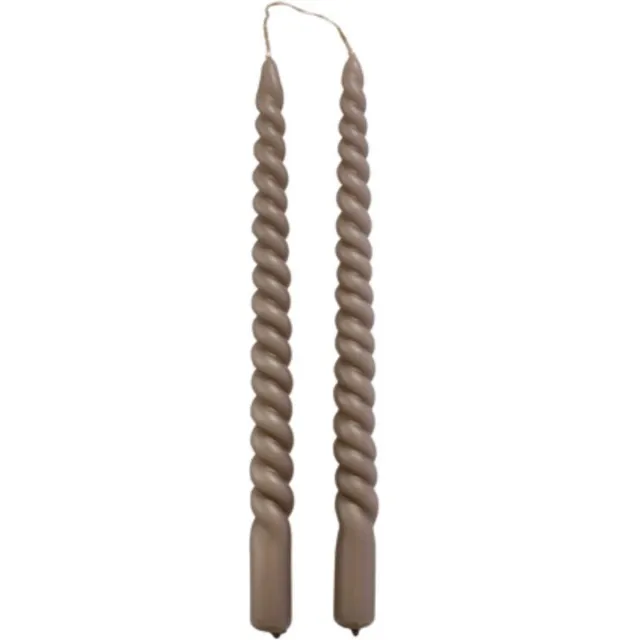 Rustik Lys Swirl - Swirl kaarsen - Olifantgrijs - Gedraaide kaarsen - 2.1 x 29 cm - set van 2 stuks