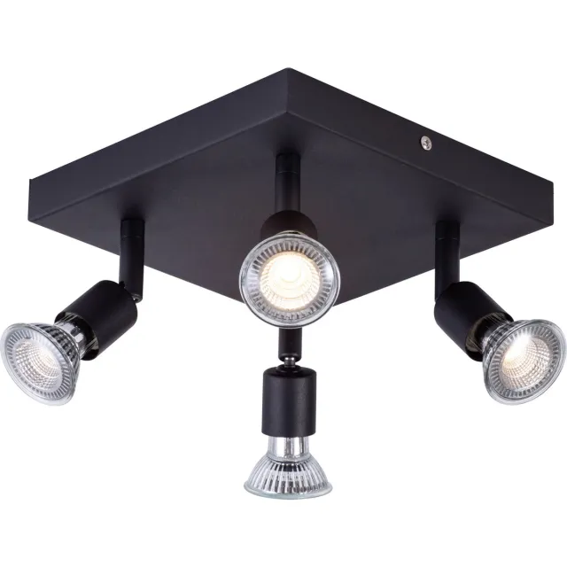 Fantasia RUNE 4L PLAFONDSPOT ZWART LED 5W DIMBAAR 4X GU10 VIERKANT