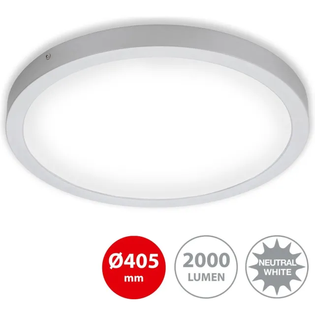 Briloner LED Opbouwspot - plafondlamp, 24,5 watt, 2.400 lumen, 4.000 kelvin, rond, chroom-mat