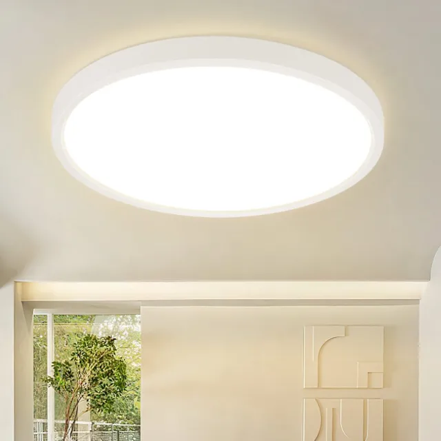 NETTLIFE Plafondlamp LED - 30 cm - Wit - Rond - 3000K Warm wit Licht - Plafondlamp plat - moderne Keukenverlichting - voor Gang | Slaapkamer | Woonkamer - 24 W
