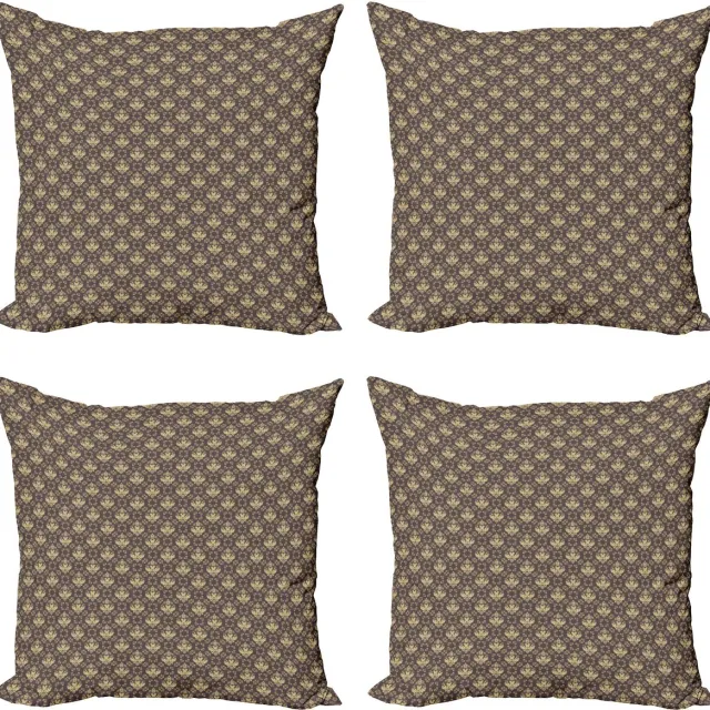 ABAKUHAUS Marokkaans Sierkussen Kussenhoes 4er Set, Oosters Klassik, Modern Accent Dubbelzijdige Digitale Print, 50 x 50 cm, Warm Taupe Kamel