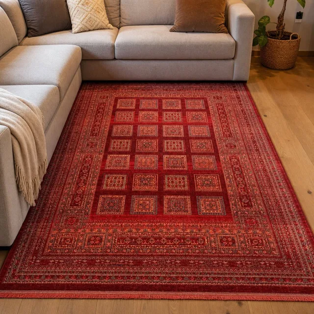 Muratap Artline Oosters Vintage Vloerkleed Shah Rood Wollook- 400x500 CM