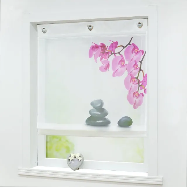 Ibenzoa Stijlvol en Luchtig Vouwgordijn met Bloemenprint en U-Haken 80x140cm Wit