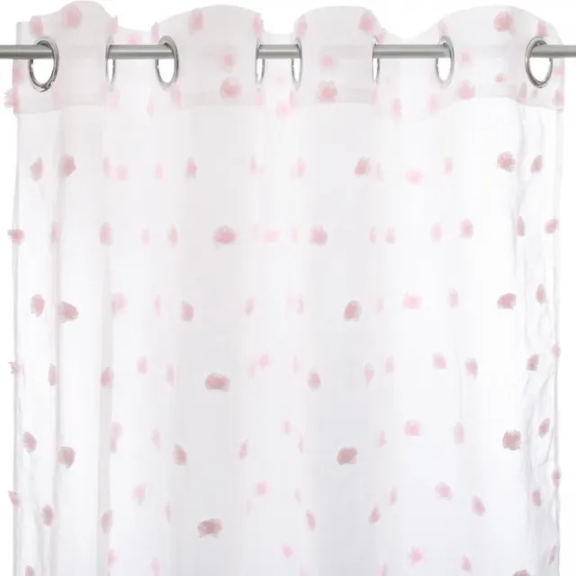 Atmosphera Créateur d'intérieur® Gordijn Met Pompom - Wit - Roze - 140 x 240 cm Rose