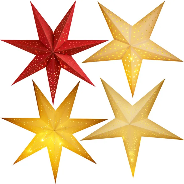 Casaria Kerstster - Draadloos Opvouwbaar 7 Punten 10 LED´s 60cm - Wit