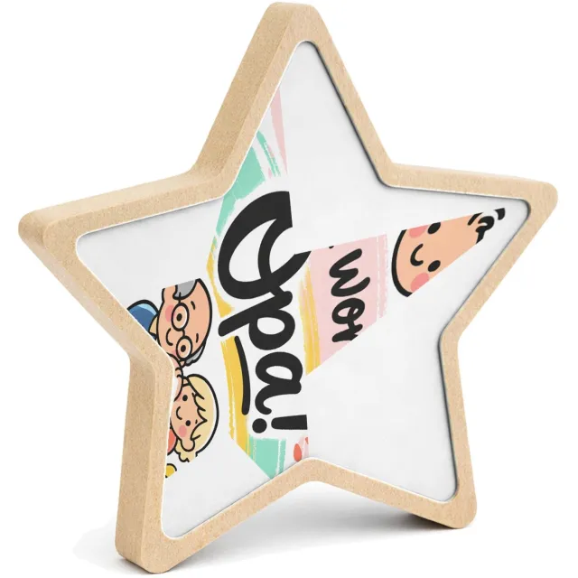 Mr Cadeautjes MDF fotolijst ster 14 x 13,5 - design Een liefdevolle familiebekendmaking met dezelfde zachte past | cadeau Wit