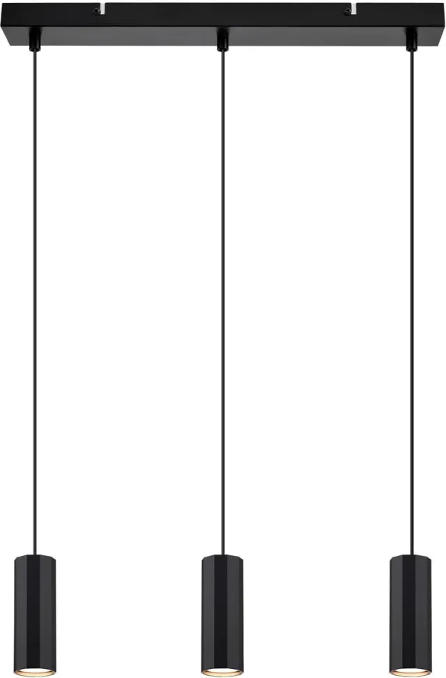 Glitzerlife Hanglampen - modern retro industrieel - 3xGU10 - verstelbaar - metalen pendellamp - Ø170cm - zwart - hanglampen eetkamer industrieel woonkamer Zwart Rechte plaat