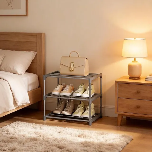 WUVRIE Open schoenenrek 42x30x37 cm - 3 lagen voor 6 paar schoenen - Grijs