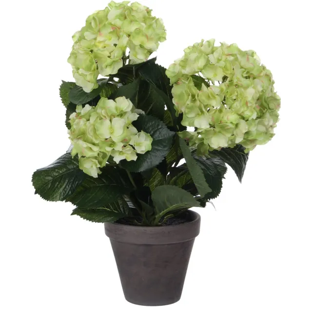 Mica Decorations Kunstplant mica hortensia in pot groen | 4 stuks